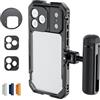 NEEWER Kit Phone Cage Compatibile con iPhone 17 Pro Max Solo, Accessori Stabilizzatore Video Rig con Anello Filtro 67mm, Backplate per Lente 17mm/T Mount, Grip Bluetooth a Sgancio Rapido, PA144 (Nero)