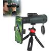 Inscrip Zoom Monoculare 10 - 30 X 50 HD monoculare per adulti con supporto per smartphone, treppiede e cinghia da polso, prisma FMC & BAK4, visione più ampia, per campeggio, birdwatching, caccia