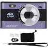 RASTKY Camera Digitale Zoom da 4K 48MP 18X, con Sensore CMOS, per il Viaggio di Fotografia Vlog (PURPLE)