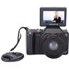 XUMIUZIY Fotocamera Digitale, Videocamera 4K da 64 MP con Schermo Ribaltabile da 3 Pollici e Zoom Digitale 18X, per Fotografia Grandangolare e Macro (BLACK)