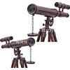 Nautical Replica Hub Telescopio a doppio barilotto fatto a mano marrone finitura anticata W/treppiede in legno tavolo stand casa e ufficio telescopio Spyglass elemento decorativo