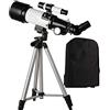 RENYUEH Telescopio rifrattore professionale, calibro 50-100 mm, telescopio da viaggio portatile, telescopi per principianti di astronomia, telescopio con treppiede e zaino adatto per i viaggi