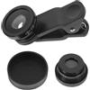 Uonlytech Kit Obiettivo per Smartphone 3 in 1 Lente Grandangolare 0.67x e Lente Macro 0.4x in Lega di Alluminio Clip Nero per Foto Chiare