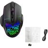 Horett Mouse da Gioco Wireless RGB con Pulsanti Silenziosi, Batteria da 500 MAh, Lunga Durata, Illuminazione RGB, 7 Pulsanti, modalità 2,4G/BT