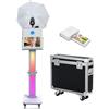 NEWESGOGO Macchina fotografica portatile per selfie da 15,6 pollici, touch screen, con luce RGB, per matrimoni, eventi, feste, con custodia da volo (macchina bianca con ombrello morbido, macchina+mini stampante