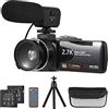 Andoer 2.7K Videocamera digitale Videocamera Registratore DV 48MP Zoom digitale 16X Touch screen IPS da 3,0 pollici Supporta il rilevamento del viso Bellezza Face Smile Capture Anti-shake