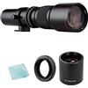 Andoer Fotocamera Super Teleobiettivo 500mm F/8.0-32 Zoom manuale T-Mount + 2X 500mm Teleconverter + T2-EOS Adattatore Anello di ricambio per Canon EOS Rebel T7 T7i T6 T6i T5 80D 77D 700D 70D 60D 50D