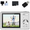 Tidgel Fotocamera CCD, economica per studenti, selfie, ad alta risoluzione, fotocamera digitale retrò, fotocamera compatta (argento 32G)