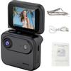 YUEHISY Action Camera Sportiva 4K, Mini Action Cam con Schermo Ribaltabile da 2 Pollici con Stabilizzazione Dell'immagine, Obiettivo Grandangolare da 143°, POV per Sport D'azione (BLACK)