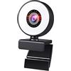 DMETE Telecamera per videoconferenza Webcam 4K mini fotocamera for Pc Computer Laptop con microfono Auto Focus Light Video webcam 108 0P 2K. Accessori Live Web Cam per grandi sale riunioni(1080P (With Tripo