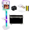 JIAQINMOTD Mini PC con touch screen da 15,6 pollici, mini PC integrato, con luce ad anello e custodia per foto, per selfie, portatile, per eventi, feste a noleggio (bianco, cabina fotografica, stampante)