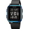 SKMEI Orologio sportivo digitale da uomo, ultra sottile, impermeabile, con cronometro, conto alla rovescia, timer, funzione sveglia, doppio fuso orario, retroilluminazione a LED, 1858-Blu
