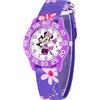Disney Minnie Mouse - Orologio analogico con lunetta in acciaio inox e cinturino in nylon