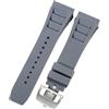 ROUHO 25mm Cinturino di Ricambio in Gomma Premium, Bracciale Regolabile in Silicone per Richard Mille RM-11-Grigio + Argento Fibbia