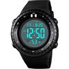 TONSHEN Digitale Orologio da Uomo e Donna 50M Impermeabile Multifunzione Outdoor Sportivo Orologi da Polso LED Elettronico Doppio Tempo Allarme Calendario Cronometro (Nero 2)