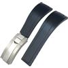 ROUREOX Cinturino Silicone Morbido per Uomo, Rilascio Rapido con Pulsante Acciaio Inox per Rolex Daytona Oyster Yacht-Master Sea-Dweller-Fibbia Nero + Argento + Lucidato 20mm