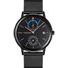 TONSHEN Uomo Fashion Analogico Quarzo Orologi da Polso Acciaio Inossidabile Settimana Data Orologio (Nero)