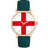Toff London Orologio bandiera inglese da donna, cassa 38 mm, resistente all'acqua, movimento al quarzo progettato su misura, resistente all'acqua, alla moda