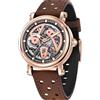 CEYADG BENYAR Orologi automatici da uomo Orologio da polso meccanico scheletrico con cinturino in pelle Orologio da uomo vintage