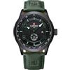 NAVIFORCE Orologio sportivo da uomo, cinturino in pelle, impermeabile, al quarzo, analogico, facile da leggere, con data automatica, verde, 46mm, Sportivo