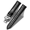 MUENShop Cinturino Coccodrillo con Fibbia Pieghevole 12mm-24mm Cinturino di Ricambio in Alligatore Nero/Marrone per Uomo/Donne