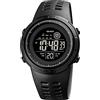 SKMEI Orologio sportivo digitale da uomo, impermeabile fino a 50 m, a LED, militare, multifunzione, cronometro, conto alla rovescia, data e allarme automatico, Nero-nero, Cronografo, digitale