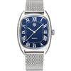 TYBERLEY RollsTimi Classico Orologio da uomo VH31 Movimento al quarzo Quadrato Cassa in acciaio inossidabile Cinturino in pelle impermeabile Semplicità Orologi da polso Business (blu rete)