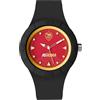 PRESTIGE & DELUXE Orologio da polso unisex Lowell Man da uomo Roma Cinturino Nero - Quadrante 38 mm giallo rosso + portachiave calcio
