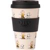 QUY CUP Tazza Snoopy Dancing 400ml - Mug Eco-Friendly R-PET Bambù con Coperchio - Riutilizzabile Lavastoviglie - Home Decor Peanuts