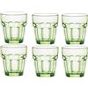 mille idee Set 6 Bicchieri Rock Bar Bormioli Rocco - Vetro Colorato - Bicchieri Acqua e Cocktail - Resistenti (Verde)