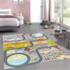 CARPETIA tappeto gioco città parcheggi strade piatto antiscivolo facile da trattare resistente non inquinante compatibile con robot a pavimento gioco educativo grigio 140 x 200 cm