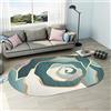 LONGSAO Tappeto Ovale Salotto Moderno Pelo Corto Lavabile Antiscivolo Tappeti Rose cartoon oro e verde scuro，200 x 300 cm