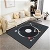 Loussiesd Tappeto vintage per discoteche, a tema musicale fonografico, per soggiorno, strumenti musicali, popstar party, tappetino per interni, nero, 100 x 150 cm
