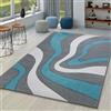 TT Home Tappeto Soggiorno Moderno Pelo Corto Effetto 3D Geometrico A Onde, Colore:Turchese, Dimensione:80x300 cm