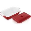 Vancasso Casseruola Con Coperchio, 12 x 7 cm, 1,9 Litri, Set Di Pentole per Lasagne, per Forno, Rosso