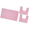 emmevi Tappeto Bagno Tessuto 3D Parure Girowater Set 3 Pezzi Morbido Assorbente Antiscivolo Lavabile Rosa