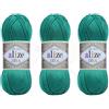 Alize Diva Filato a mano 100% Microfibra Acrilica Filato Alize Diva Effetto Seta Crochet Artigianato Pizzo Artigianato Lotto di 3 matasse 300 gr Colore 610 - Giada