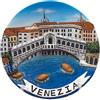 PABEN 6 Pezzi Souvenir Venezia Piatto in resina con gancio Ponte di Rialto, diametro cm. 15