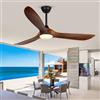 XSGDMN Ventilatore da soffitto esterno 132cm con luce, ventilatore da soffitto in legno con luce, ventilatore da soffitto ad alto volume d'aria impermeabile della fattoria con telecomando, motore DC
