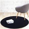 Reyox Tappeto Rotondo Tinta Unita Soffice Pelo Corto, Tappetino Antiscivolo Assorbenti per Bagno Salotto Camera da Letto Nero 80 cm