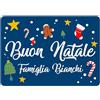 Colorfamily Tappeto Zerbino Natale personalizzato con nome Famiglia Fantasia Natalizia Blu Merry Christmas Ingresso Casa Regalo Natale 60x40 cm