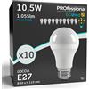 Eurocali Lampadine LED E27 10,5W A58 1055 lumen - Bianco Freddo 6500K - Pacco da 10
