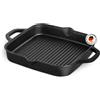 BURNHARD Padella in ghisa per griglia, 30 cm, Aroma-Booster, per tutti i piani cottura, scanalature affilate, manici robusti, beccucci versatori - BBQ Classic