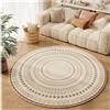 Ergocar Tappeto Lavabile Rotondo Floreale Tappeto Decorazione Moquette Moquette Non Slittata Adatta Per Camere Da Letto, Soggiorno, Corridoi, Interno