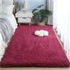 ZJEQZH Tappeto Moderno Peloso A Pelo Corto, Scendiletto Morbido e Antiscivolo Lavabile, per Salotto, Camera Da Letto e Ingresso(Wine red,60x160 cm)