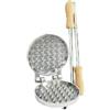 CBE ELETTRODOMESTICI Mod. 1550200 Stampo Ferratelle in Alluminio per Gas, Piastra Waffle Tradizionale con Manico in Legno, Design a Nido d'Ape