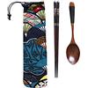 ZEALMAX Set da tavola classico in legno, 2 pezzi posate riutilizzabili portatili cucchiaio e bacchette