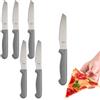PALUPLUS Set 6 Coltelli per Pizza in Acciaio Inox, Lunghezza 21 cm, Lama Seghettata e Temprata, Impugnatura Ergonomica Nera, Coltelli da tavola per Bistecca e Pizza -009M -0,37