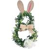 Sileduove Ghirlanda di coniglietto pasquale per porta d'ingresso, verde artificiale, decorazione per la casa, 45 cm, con materiale TPE e nastro