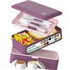 Umami Porta Pranzo Lunch Box Ermetico 4 Scomparti e Posate, Sicuro per Microonde Lavastoviglie, Portapranzo Ufficio Bento Lunchbox Prova di Perdite per Adulti Schiscetta Pranzo, Viola Reale, 1200 ml